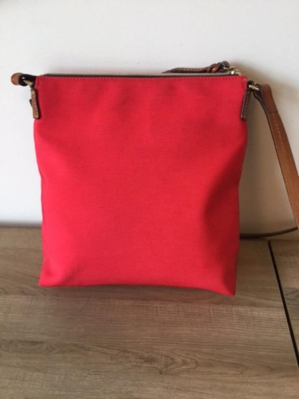 Dooney & Bourke Red Nylon Canvas Crossbody with Leather Trim & Zipper Closure - Picture 2 of 11